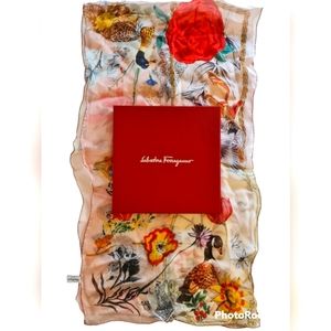 NEW!Salvatore Ferragamo silk scarf with gift box! 85$ firm price size 16"×60"